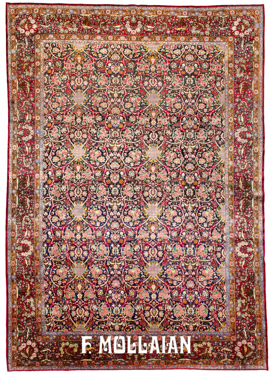 Large Antique Kashan Silk Rug n°:396200